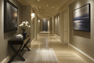 Obraz premium Stylish hallway with modern artwork