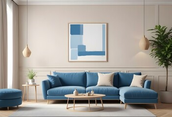 Photo modern style interior room 3d illustration with doodle abstract pattern