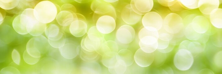Abstract Green Harmony Glowing Defocused Bokeh Circles in Natures Warm Light, Nature Photography