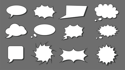 Comic Speech Bubbles Collection - Editable Design Elements. Vector illustration, vintage design, pop art style.