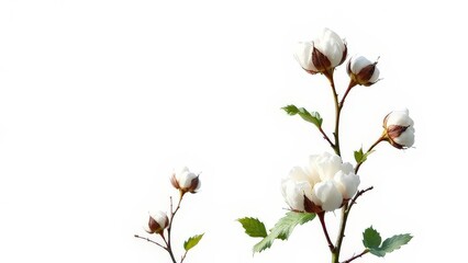 Fototapeta premium Cotton plant on white background.