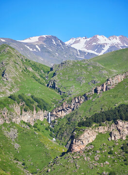 Totti Waterfall in Georgia. The nearest village is Gorbani. Natural beauty. The time of the year is summer