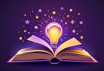 Book With Lighbulb Cartoon Vector Icon Illustration. Object Education Icon Concept Isolated Premium Vector. Flat Cartoon Style