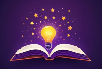 Book With Lighbulb Cartoon Vector Icon Illustration. Object Education Icon Concept Isolated Premium Vector. Flat Cartoon Style
