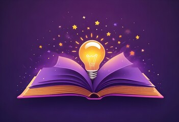 Book With Lighbulb Cartoon Vector Icon Illustration. Object Education Icon Concept Isolated Premium Vector. Flat Cartoon Style