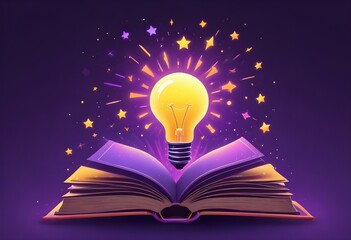 Book With Lighbulb Cartoon Vector Icon Illustration. Object Education Icon Concept Isolated Premium Vector. Flat Cartoon Style