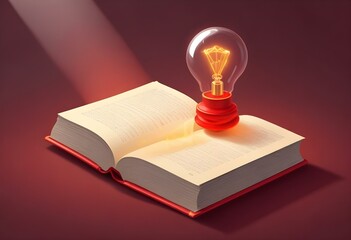 Book With Lighbulb Cartoon Vector Icon Illustration. Object Education Icon Concept Isolated Premium Vector. Flat Cartoon Style
