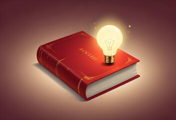 Book With Lighbulb Cartoon Vector Icon Illustration. Object Education Icon Concept Isolated Premium Vector. Flat Cartoon Style