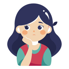  illustration of a cute girl thinking.