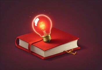 Book With Lighbulb Cartoon Vector Icon Illustration. Object Education Icon Concept Isolated Premium Vector. Flat Cartoon Style