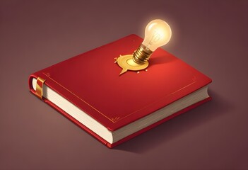 Book With Lighbulb Cartoon Vector Icon Illustration. Object Education Icon Concept Isolated Premium Vector. Flat Cartoon Style