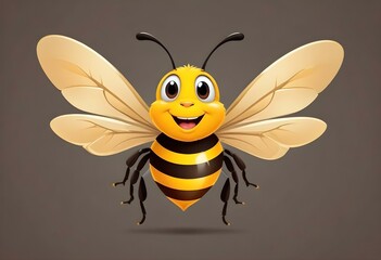Cute Bee Flying Cartoon Vector Icon Illustration. Animal Nature Icon Concept Isolated Premium Vector
