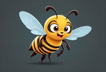 Cute Bee Flying Cartoon Vector Icon Illustration. Animal Nature Icon Concept Isolated Premium Vector