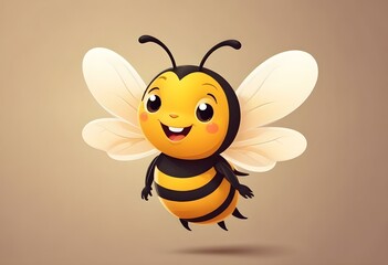 Cute Bee Flying Cartoon Vector Icon Illustration. Animal Nature Icon Concept Isolated Premium Vector