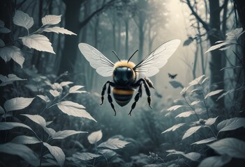 Cute Bee Flying Cartoon Vector Icon Illustration. Animal Nature Icon Concept Isolated Premium Vector
