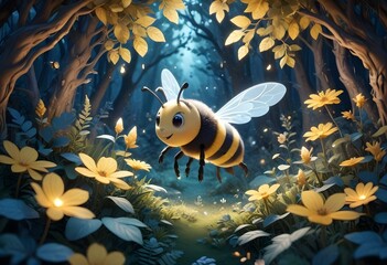 Cute Bee Flying Cartoon Vector Icon Illustration. Animal Nature Icon Concept Isolated Premium Vector