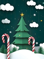 christmas card with christmas tree and gifts Illustration Christmas tree background