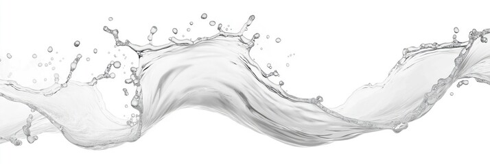 Clear water splash in spiral liquid swirl on white background. Dynamic water movement creates elegant design. Suitable for various design needs. Versatile mockup template for graphic artists. Clean