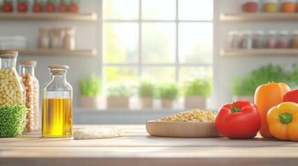Healthy Kitchen Ingredients Ready For Cooking Meal