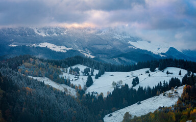 Autumn and winter in Bucegi Mountains