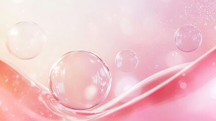 Pink Collagen bubbles Drops pink serum cream lotion drop into skin cells bubbles texture  background