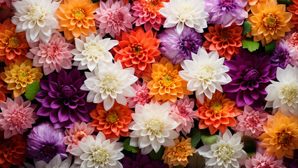 Obraz premium Colorful Dahlia Floral Arrangement. Vibrant Flowers Background.
