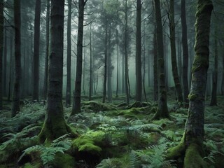 Fototapeta premium forest in the fog