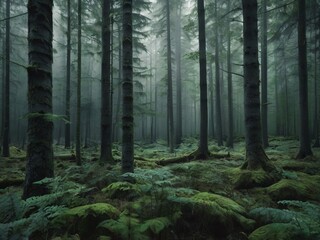 Obraz premium forest in the fog