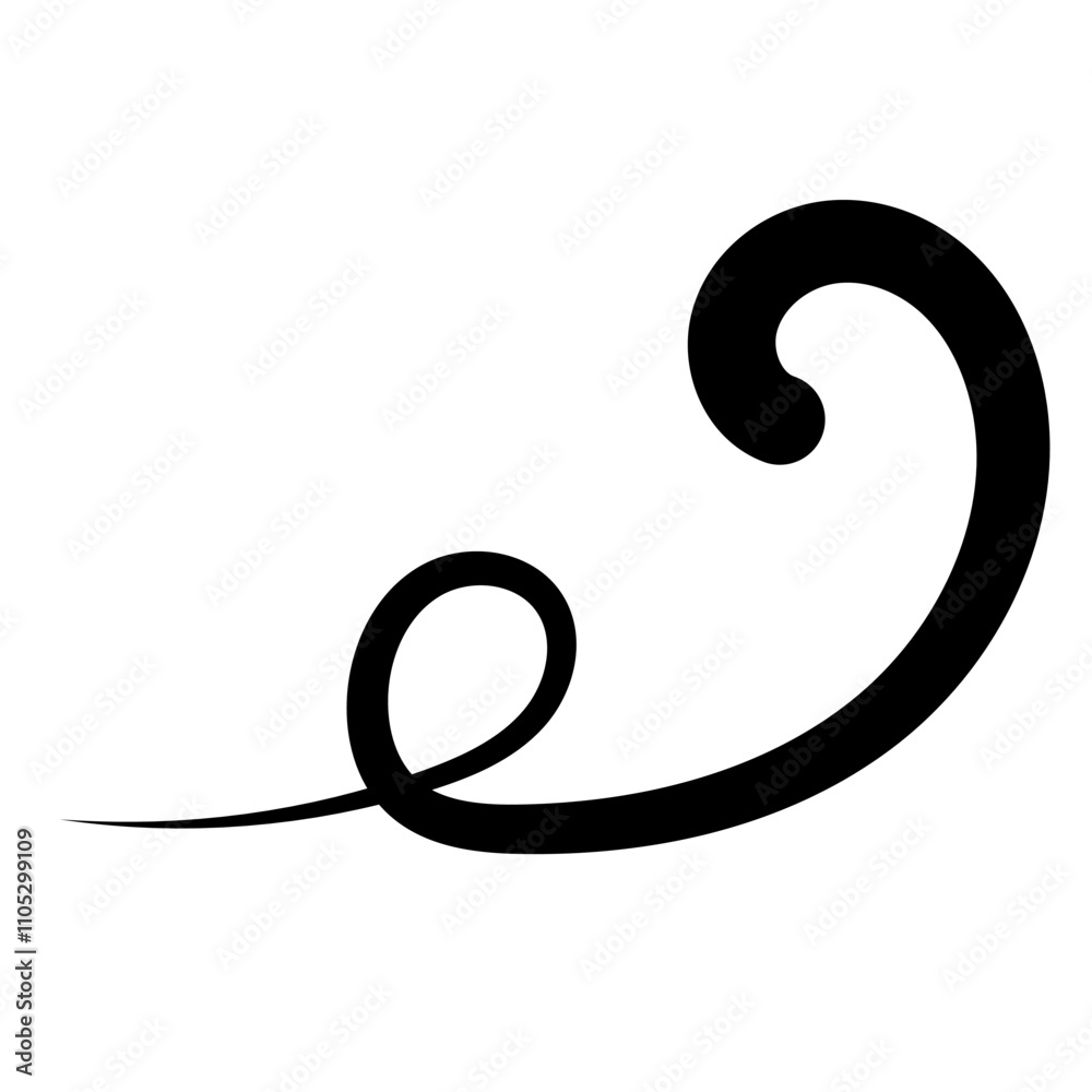 Poster simple curve calligraphy ribbon, curved line with swirl, swish wave