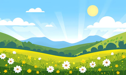 Fototapeta premium summer landscape with mountains and clouds