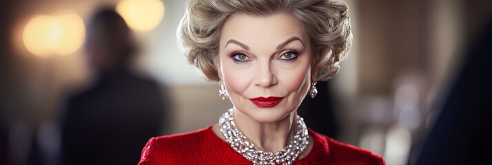 Portrait of an Elegant Senior Lady, Exuding Sophistication and Class 4K Photo with Defocused