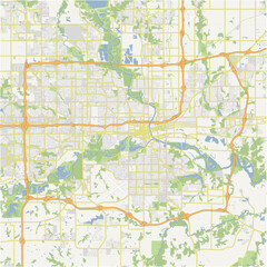 Map of Des Moines in Iowa in a normal road map style. Contains layered vector with roads water, parks, etc.