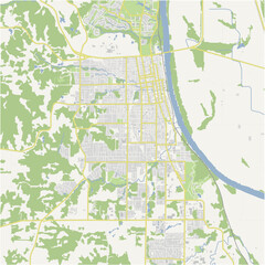 Fototapeta premium Map of Leavenworth in Kansas in a normal road map style. Contains layered vector with roads water, parks, etc.