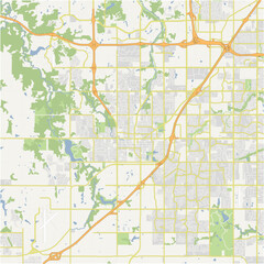 Map of Olathe in Kansas in a normal road map style. Contains layered vector with roads water, parks, etc.