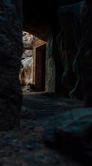 Ancient Stone Passage: Unveiling a Hidden Doorway in Petra's Mystical Landscape