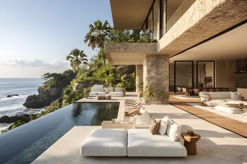 Obraz premium Luxurious terrace with ocean cliffs