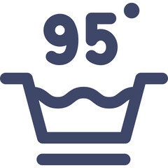 Symbols for washing machine indicating temperature setting at 95 degrees Celsius for laundry cycles