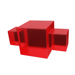 3d glass geometric abstract red color