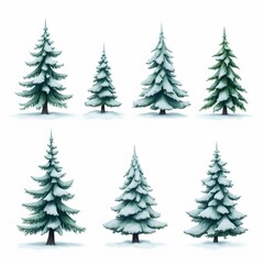 Obraz premium Beautiful Christmas Trees with Snow and Festive Decorations