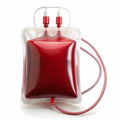 blood donation bag with tube on white background