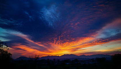 Fototapeta premium Sunset with Colorful dramatic sky in the countryside