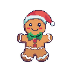 Ginger biscuit pixel art, vector illustration on isolated background.