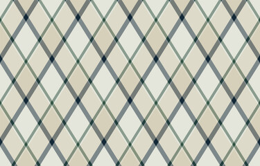 Fototapeta premium Argyle pattern of geometric rhombus. Harlequin check wallpaper design. Classic diamond shaped textile material for web background, print fabric clothing, sweater, wrapping paper, gift card, invitation