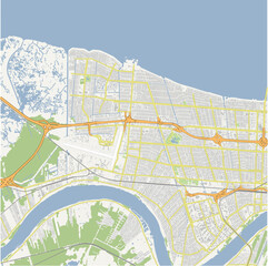 Obraz premium Map of Kenner in Louisiana in a normal road map style. Contains layered vector with roads water, parks, etc.
