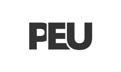 PEU logo design template with strong and modern bold text. Initial based vector logotype featuring simple and minimal typography. Trendy company identity.