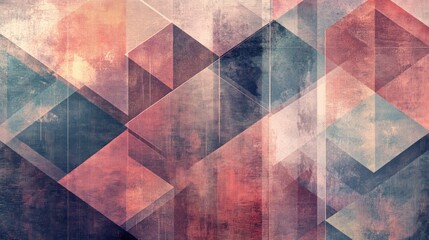 Abstract Geometric Pattern with Dusty Hues and Textured Triangles