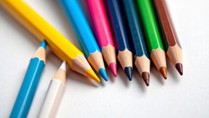 Fototapeta premium Colored pencils on a white background.