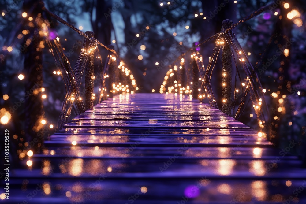 Aufkleber a glowing bridge stretching over an infinite void with soft golden lights guiding the path.