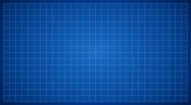 Blue print background or millimeter paper pattern with grid lines for design projects and animations. Technical looking backdrop for presentation of mechanical or acrchitecture early design.