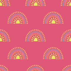 Seamless pattern with rainbow doodle for decorative print, wrapping paper, greeting cards, wallpaper and fabric